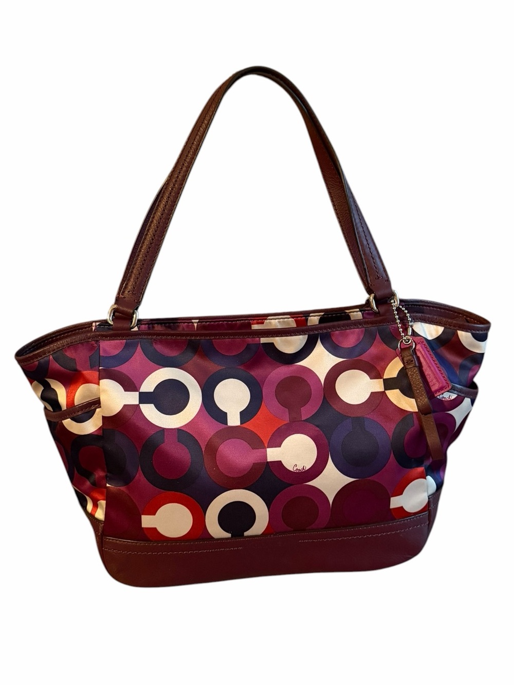 Coach Park Op Art Sateen Signature Scarf Print Carrie Tote NWOT
